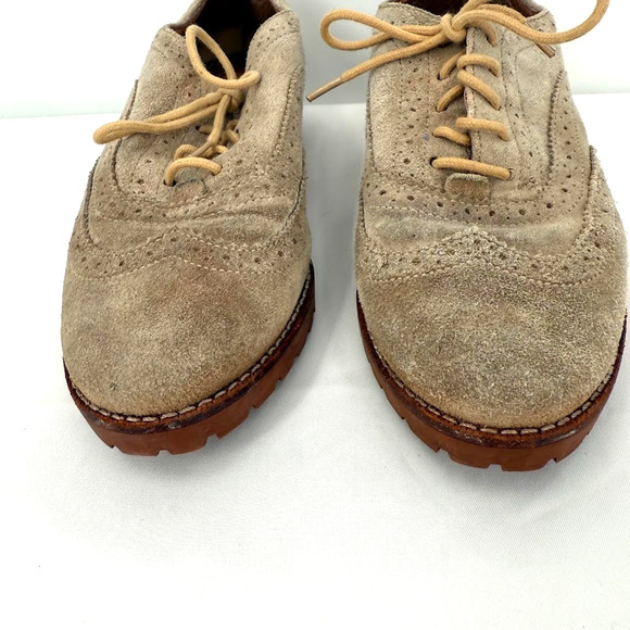 Sperry Top-Sider Women’s Suede Wingtip Oxford Shoes 6.5M Tan Leather Lug Sole - Picture 2 of 10